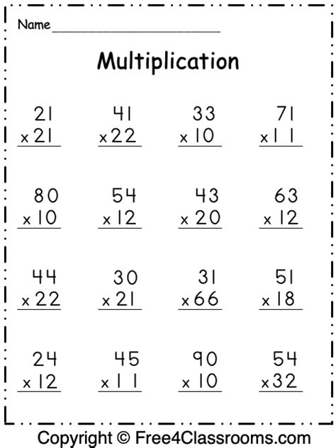 Printable 2 Digit Multiplication Worksheets