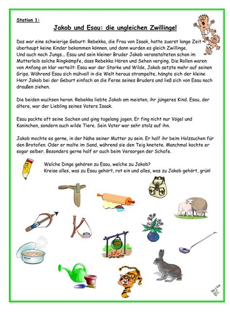 Vermutlich war der anla eine geburtstagsfeier ihres grovaters abraham, von dem der groe segen. Unterrichtsmaterial, Übungsblätter für die Grundschule ...