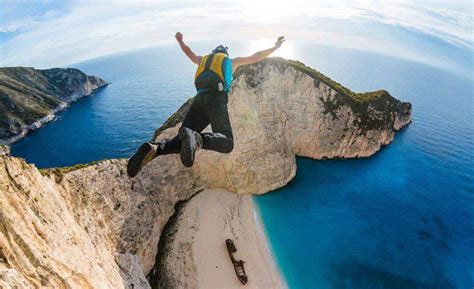 Base Jumping Navagio Beach Zakynthos Island Ionian Islands