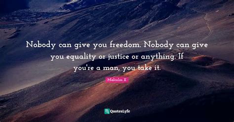 nobody can give you freedom nobody can give you equality or justice o quote by malcolm x