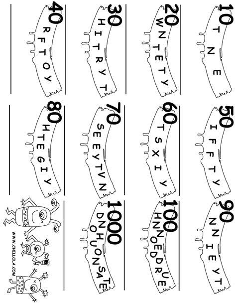 Number Word Scramble ~ Printouts for Kids ~ Available in: Spanish ...