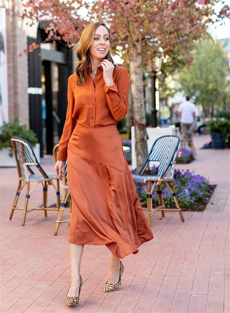 Sydne Style Shows How To Wear A Slip Skirt For Work In Saks Off Fith Next Generation Rust