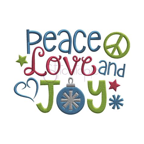 Peace Love And Joy Embroidery Design Stitchtopia