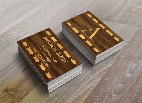 Wood And Gold Foil Arrow Business Card Business Card Templates