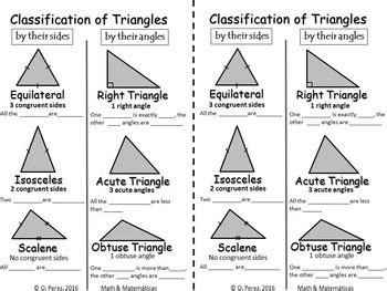 Classifying triangles by their sides and angles matching cards activity