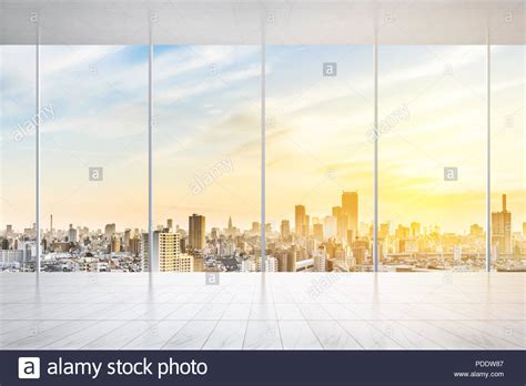 Business And Design Concept Empty Marble Floor And Window With