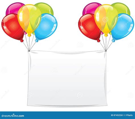 Blank Holiday Birthday Banner With Balloons Stock Vector Illustration