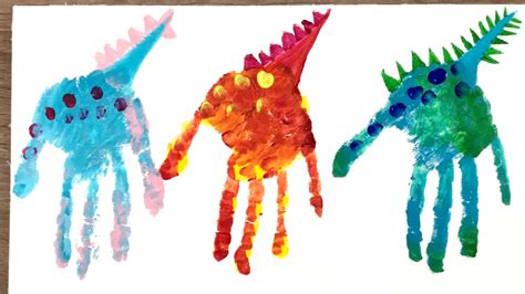 Handprint Dinosaur Finger Painting Diy Craft