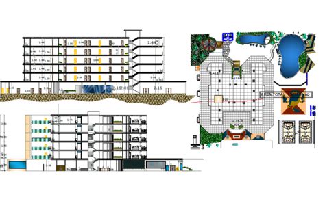 Five Star Hotel Project Elevation Plan Dwg File