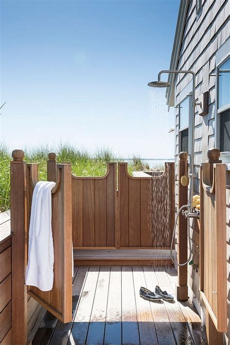 The outdoor shower stall is perfect for pool and beach season to rinse off before entering your home. Seasonal Style: Hot Bathroom Trends to Try Out This Summer