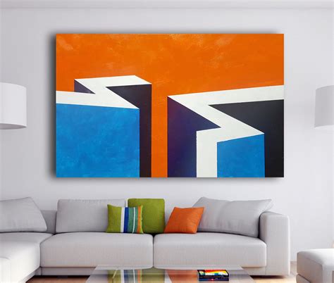 Minimalist Geometric Painting Strong Bright Colors Large Abstract