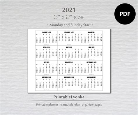 Small 2021 Printable Calendar Free Letter Templates