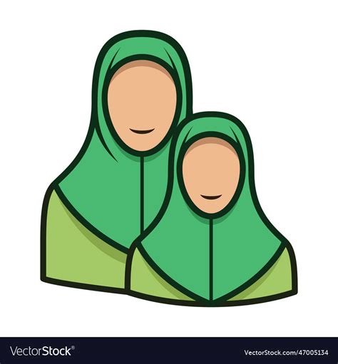 Muslim Mom And Daughter Wear Same Outfit Mothers Vector Image