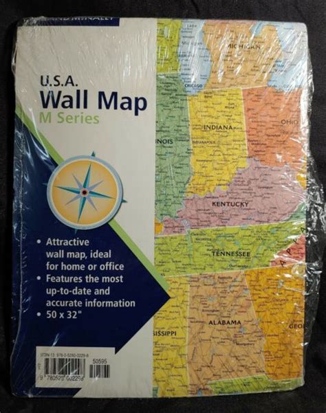 Rand Mcnally M Series Usa Folded Wall Map 50x32 Full Color New Sealed