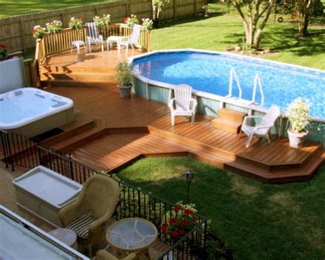 Stunning 10 Above Ground Pool Landscape Ideas For Your Backyard Swimming Pool Decks Pool Deck