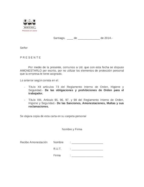 Docx Carta De Amonestacion Por No Uso De Epp Dokumentips