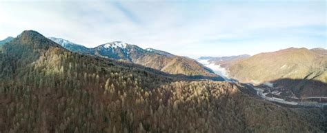 Premium Photo Aerial View Of Mountains Near Krasnaya Polyana Village
