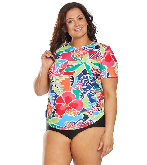 Nautica Plus Size Cocktails On The Bow Adjustable Side Swim Shirt At