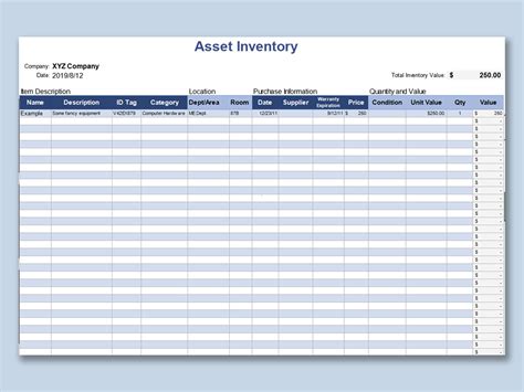 Asset Management Spreadsheet Template Free Printable Templates