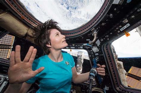 Samantha cristoforetti poses with nasa astronaut sunita suni williams in 2014. Samantha Cristoforetti honors Leonard Nimoy on ISS | Flickr