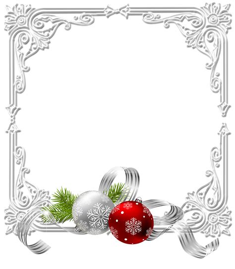 Silver Christmas Frame With Bulbs And Pine Christmas Picture Frames