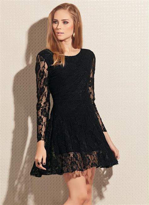 New 2016 Long Sleeve Cheap Lace Prom Homecoming Dresses Short Black