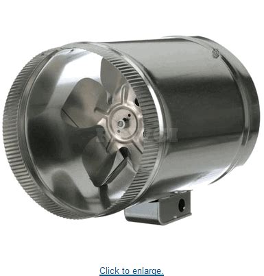 The minimum allowed duct size is 3¼ x 10″, or 6″ diameter for round ducts. Duct Fan for 10" Flex or Metal Duct 475 CFM