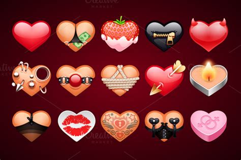 Set Of Vector Sex Hearts Icons ~ Icons On Creative Market