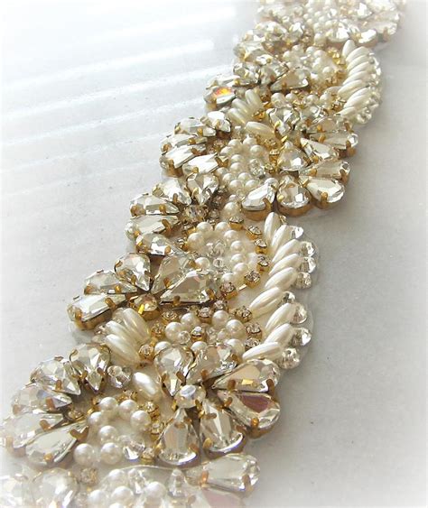 Gold Swarovski Crystal Trim With Pearls Gold Beaded Sawrovski