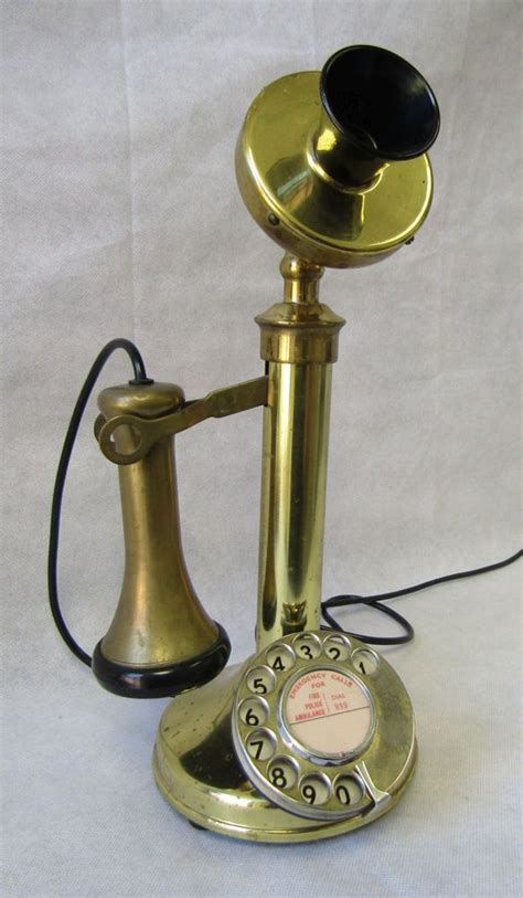 Vintage Retro 1970s Brass Candlestick Dial Phone Telephone Bellset