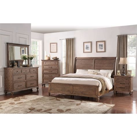 Classic Traditional Oak 6 Piece Queen Bedroom Set Franklin