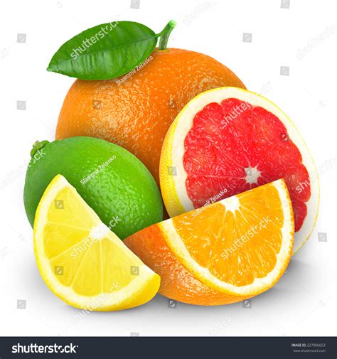 Citrus Fruits Isolated On White Stock Photo 227906653 Shutterstock