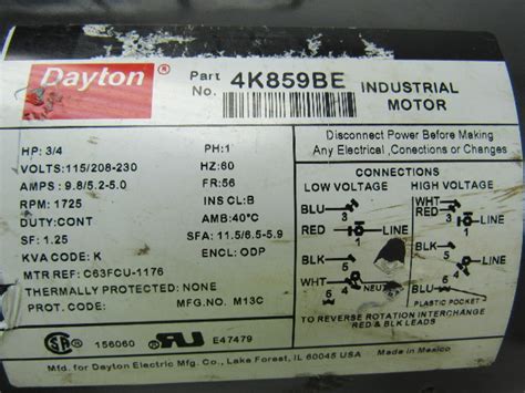 It shows the parts of the circuit as simplified shapes, and also the power and also signal a wiring diagram normally gives info regarding the relative placement as well as arrangement of tools and terminals on the devices, to. Dayton 4K859BE 3/4 HP Electric Motor Capacitor-Start 115 ...