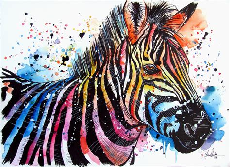 Sprightly Zebra Colorful Animal Paintings Animal Paintings Animal Art