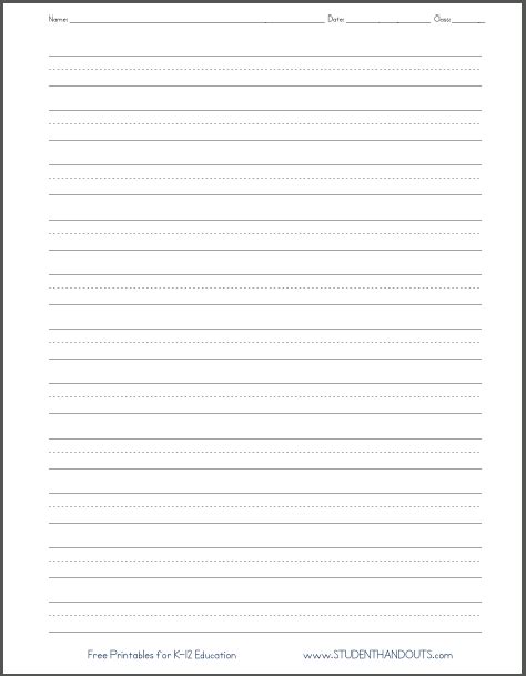 With most writing being digital, nowadays. Dashed Line Handwriting Practice Paper Printable Worksheet for Primary School Kids | Handwriting ...