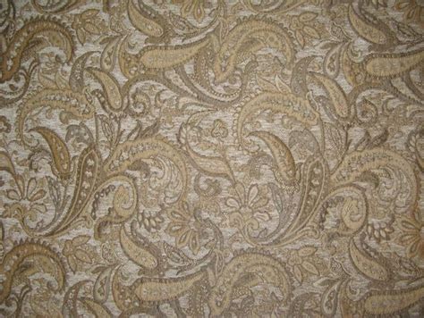 57 Wide Natural Paisley Chenille Upholstery Drapery Fabric By The Yard