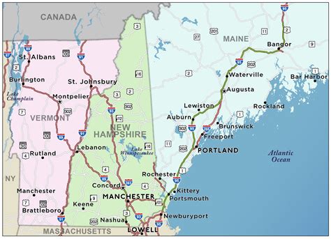 New England Map With Towns Map