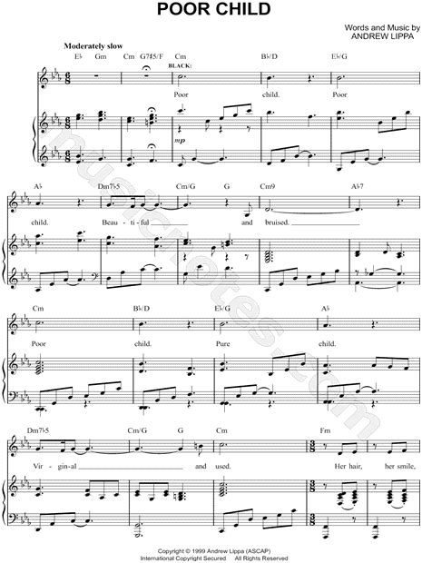 Poor Child From The Wild Party 1999 Sheet Music In Eb Major