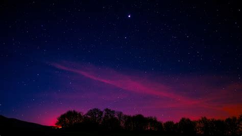 Download 2560x1440 Wallpaper Blue Pink Sky Starry Night Nature Dual