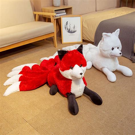 Nanshu Nine Tailed White Fox Stuffed Toys Plush Fox Animals Dolls