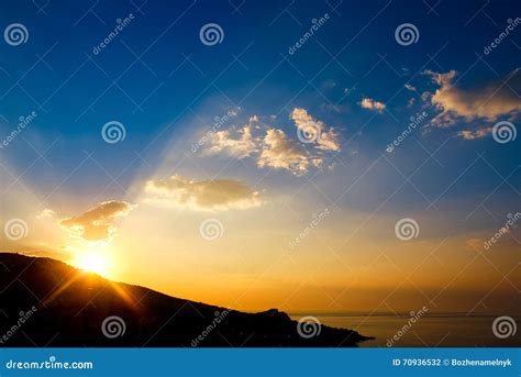 Early Morning Sunrise Over Mountain Picturesque View Of Beautiful