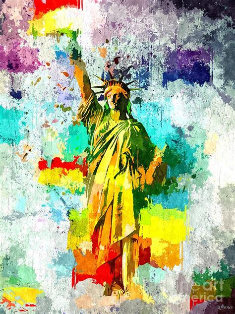 Statue Of Liberty Colored Grunge Mixed Media By Daniel Janda Pixels