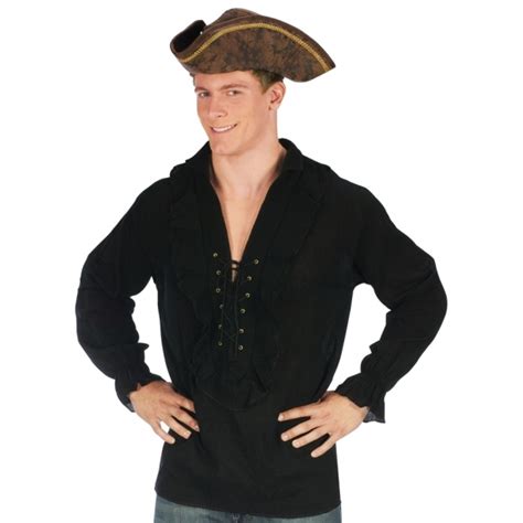 Black Pirate Shirt Mens Costume