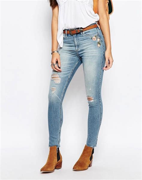 Abercrombie And Fitch Jean Skinny Taille Haute Avec Broderie Skinny Jeans High Waisted