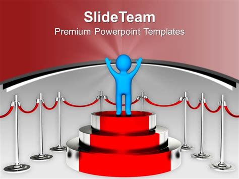 Winner Standing On Podium Competition Powerpoint Templates Ppt Themes