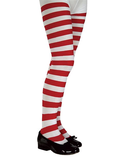Girls Red And White Striped Tights Walmart Com
