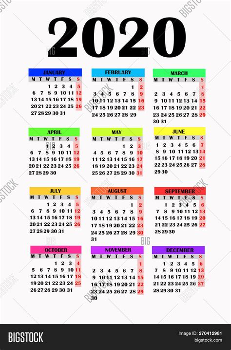 Calendar 2020 Big Numbers Calendar Printables Free Templates