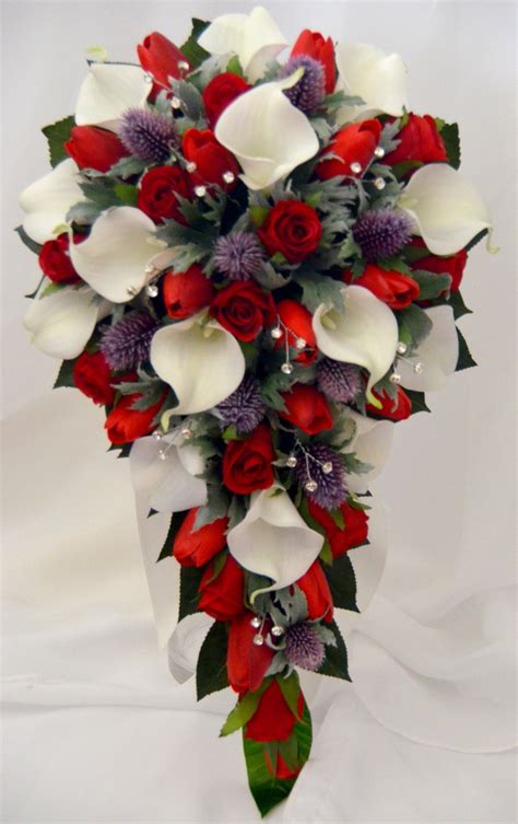 Red And White Calla Lilies Wedding Bouquets Basic Red And White