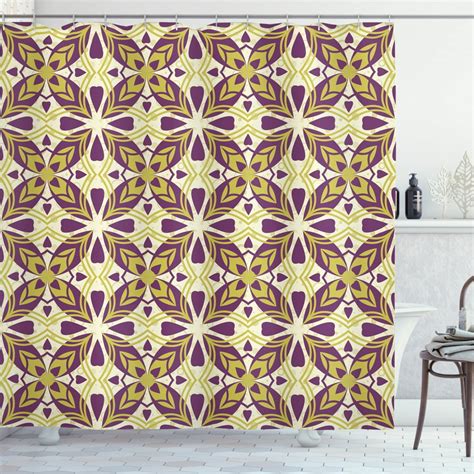 Geometric Shower Curtain Oriental Style Geometric Pattern With Floral