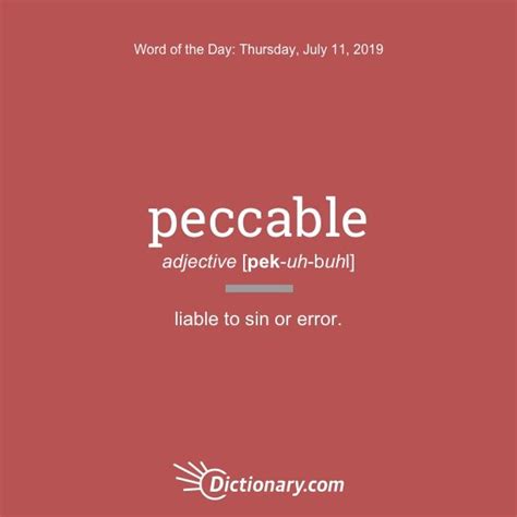 Peccable Word Of The Day July 11 2019 Words Uncommon Words